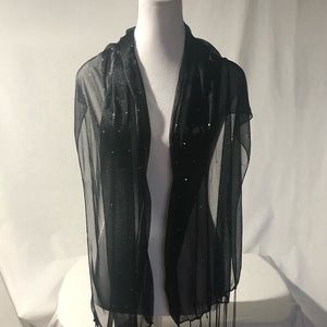 Black Scarf/Shawl Sparkly with fringe